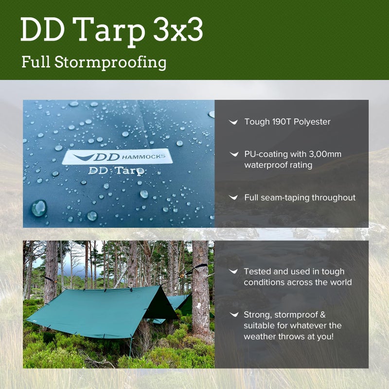 DD Hammocks - DD Tarp 3x3 - Coyote Brown (10ft x 10ft) - 100% Waterproof - Lightweight & Multifunctional Rainfly Tarp Tent Shelter for Camping & Travel Adventure - Image 2